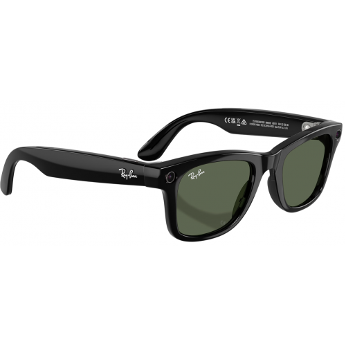 Умные очки Ray-Ban Meta* Wayfarer Gen 2 Shiny Black, Солнцезащитные линзы G-15 Green (RW4012), размер M